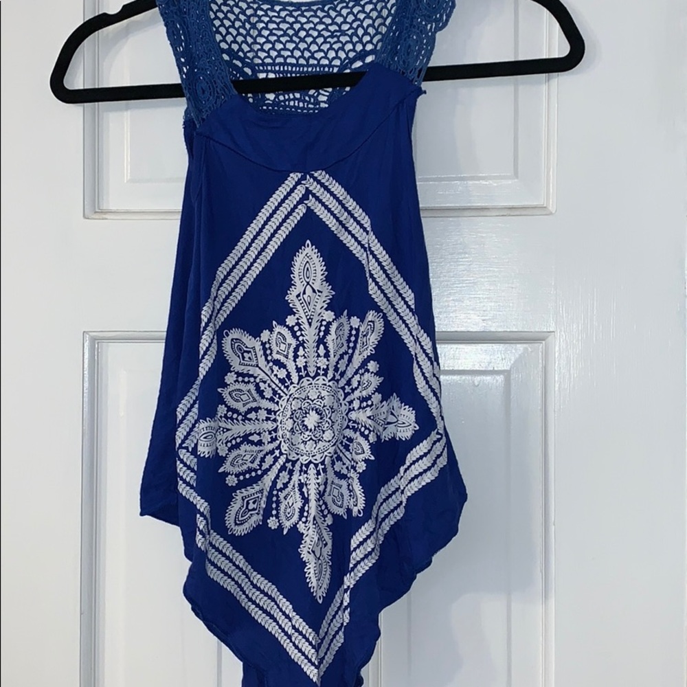 Blue Printed Tank Top
